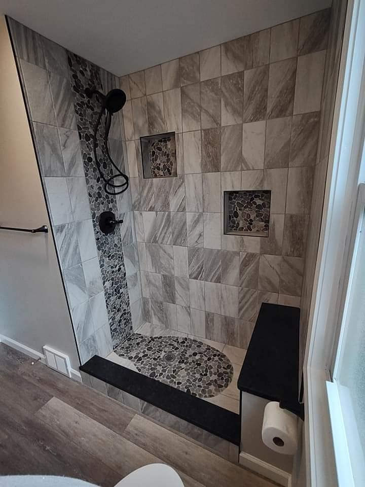 bathroom remodel with custom tile work