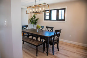 windows and custom trim in dining room